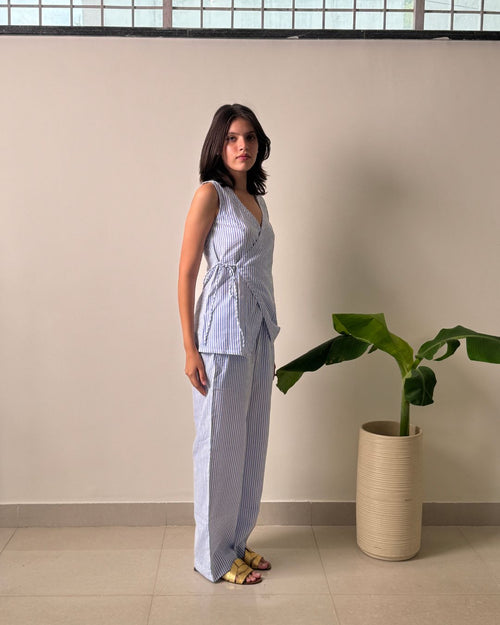 Azure Wrap Linen Co-Ord