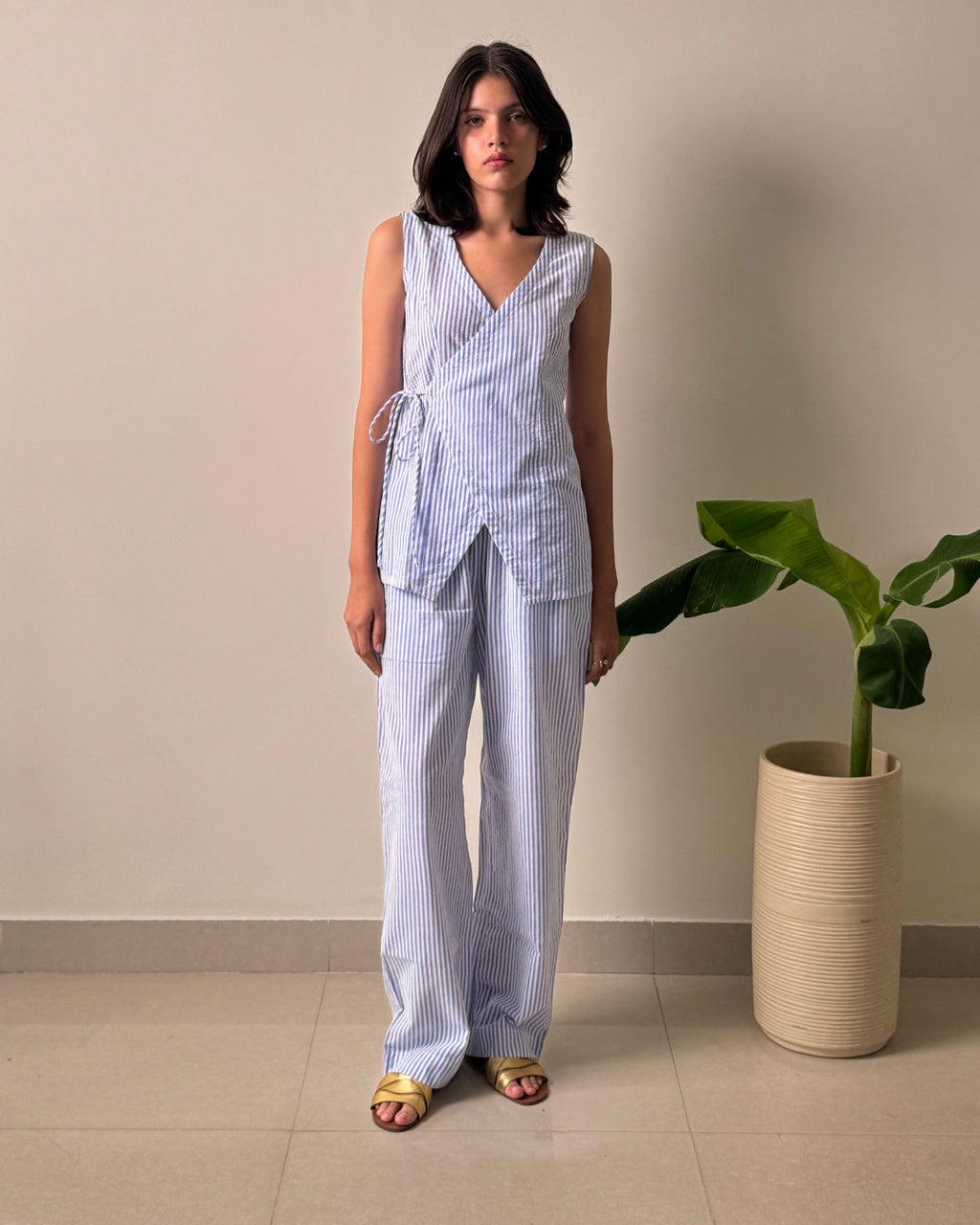 Azure Wrap Linen Co-Ord