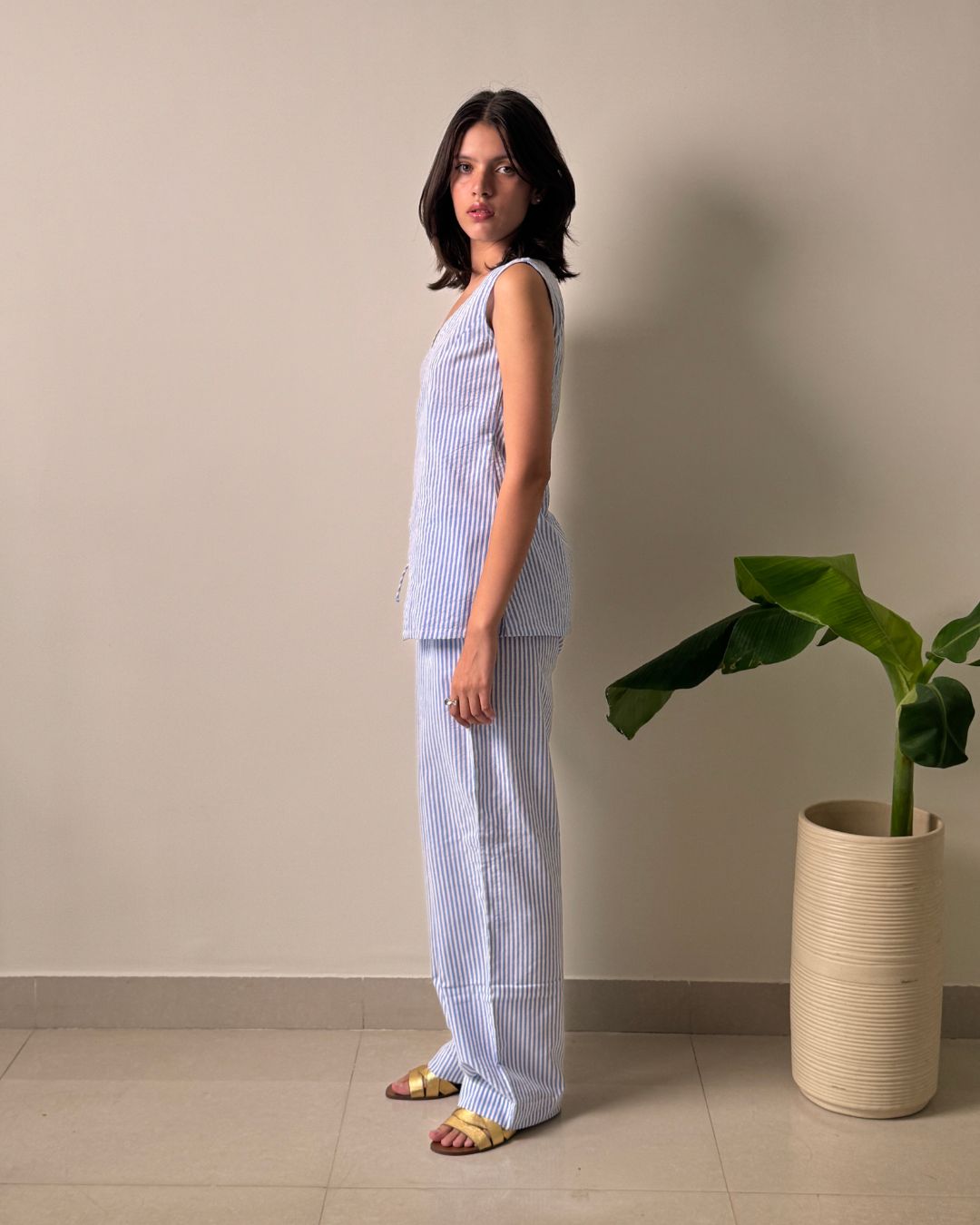 Azure Wrap Linen Co-Ord