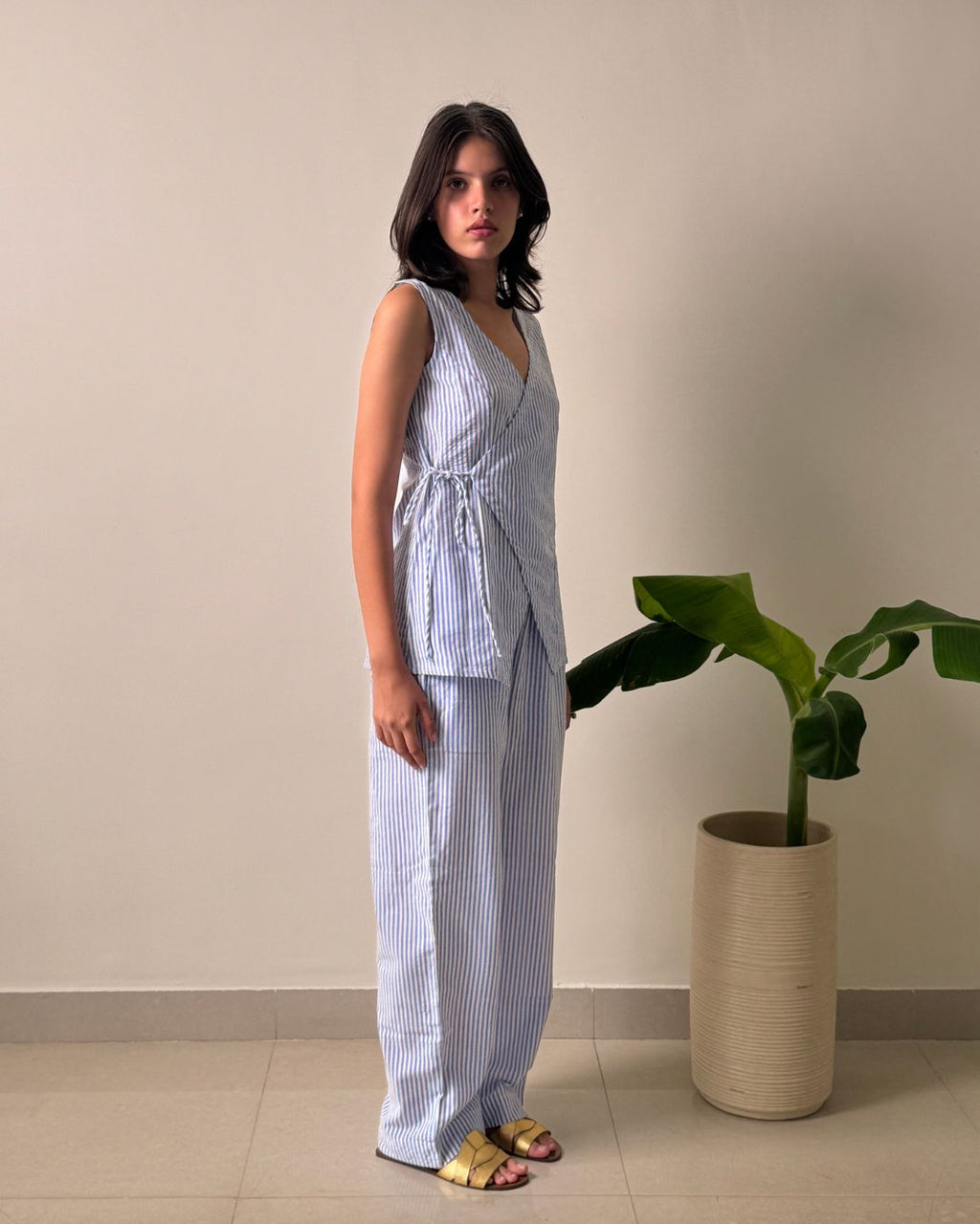 Azure Wrap Linen Co-Ord