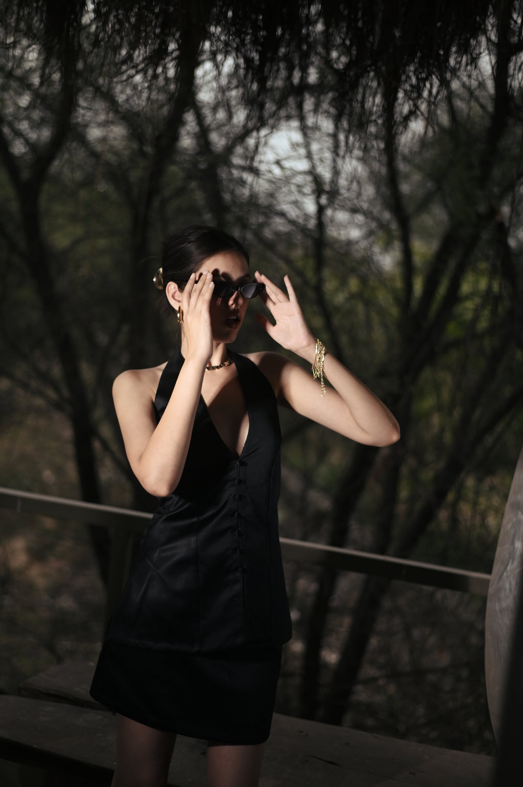 Midnight Muse Halter Satin Mini Dress